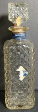 Vtg MCM Glass Decanter Bottle Cork Stopper Barware Square Diamond Austin Nichols