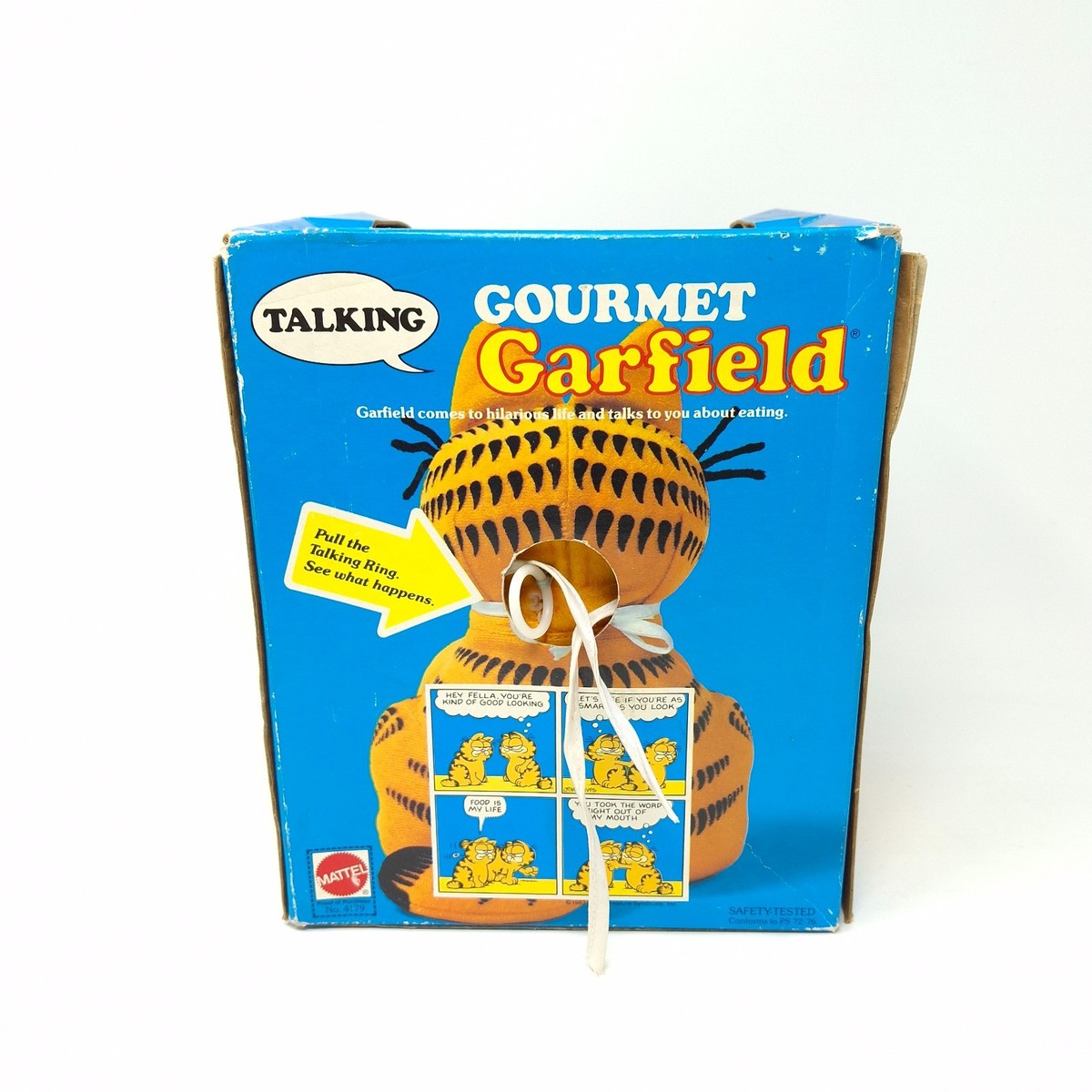 ヴィンテージ 1985 グリマス貯金箱 & 1990 非売品ぬいぐるみセット VINTAGE 1978 MATTEL Garfield Talking Gourmet Plush w/ Box Tested