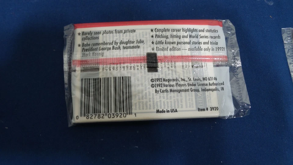 1992 Megacards “The Babe Ruth Collection” Sealed 10cards/pk, 5 pks - Image 2 of 3