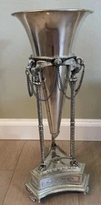 Vintage Neoclassical Silver Mantle Vase Swan French Empire Classical Urn Stand