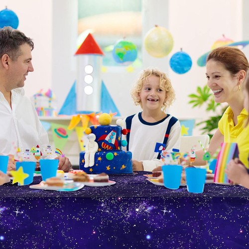 Tatuo Weltraum Tischdecke Lila Nebel Galaxie Kunststoff 54" x 108", Lila, Blau - Bild 5 von 7