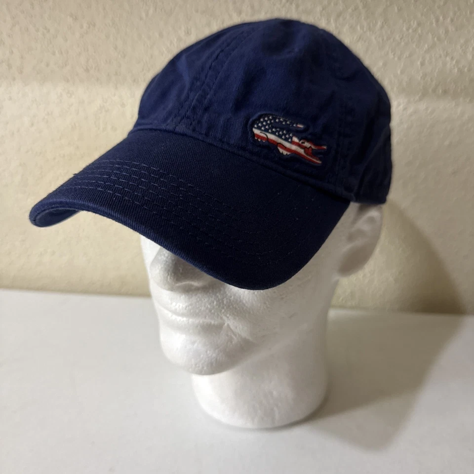 Sombrero Lacoste Gorra Hebilla Correa Azul Marino Bandera Americana Cocodrilo EE. UU. Bordado Talla Única Foto 2 de 4
