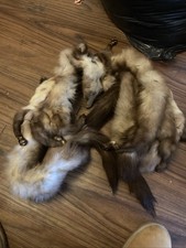Vintage Mink Fur Full Body Pelt Stole Scarf Shawl Wrap Collar