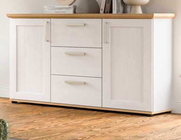 Sideboard Kommode Weiß Landhaus LäRche Eiche Artisan Anrichte 130 Cm Mirano-image