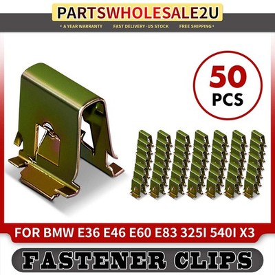 50Pcs 13mm Zinc Plated Steel Trim Panel Clips Retainer for BMW E36 E46 E60 E83