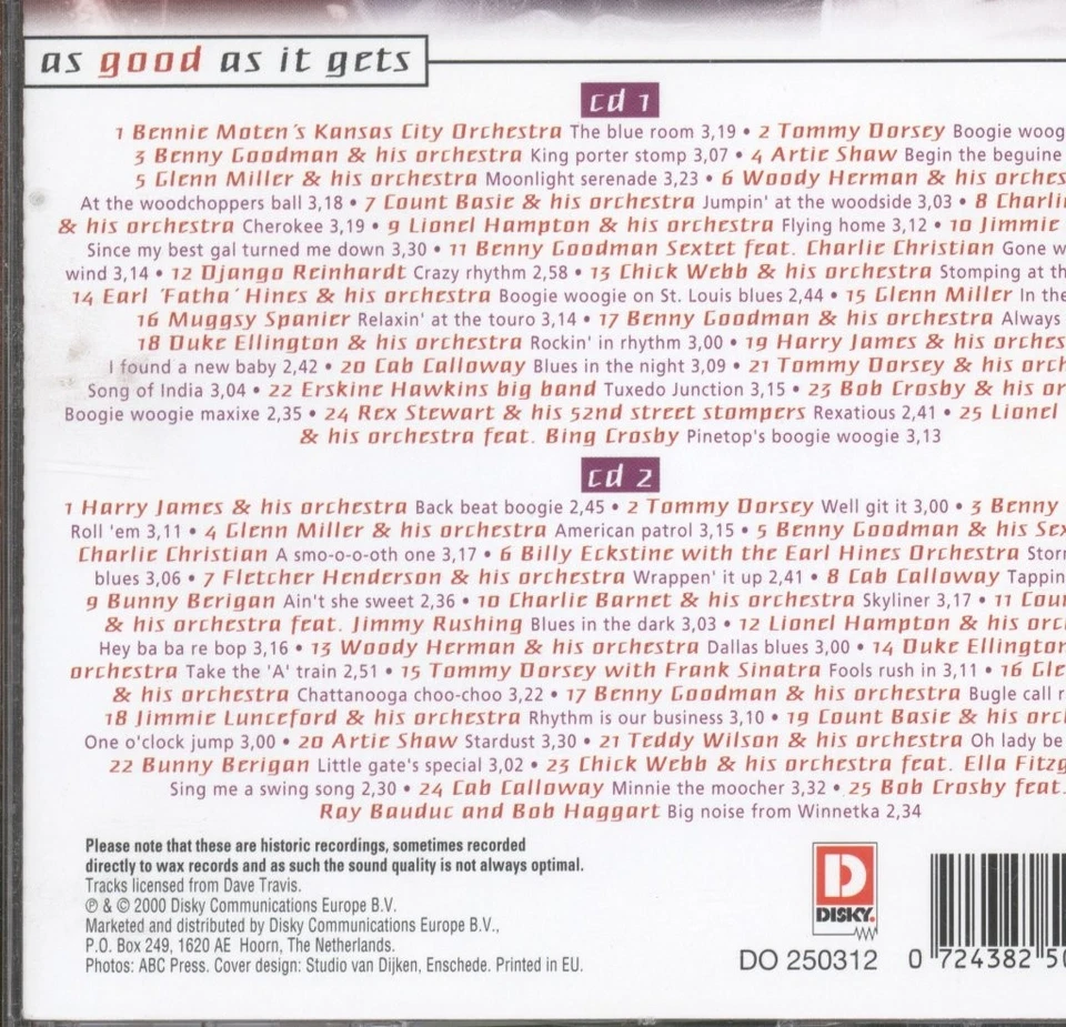 Various Artists As Good As It Gets - Swing Doppel-CD Niederlande Disky 2000 - Bild 2 von 3