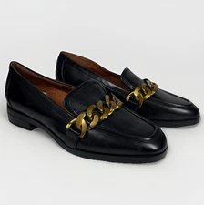 Vionic Women’s Size 6 Black Leather Mizelle Chain Loafer Slip On Shoes