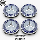 4 x Blue Mercedes Benz 75mm Alloy Wheel Centre Caps AMG A B C E S M Class Hub