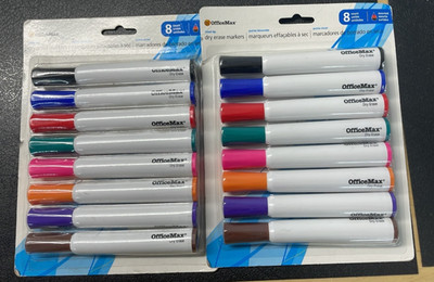 Office  Max Dry Erase Markers - Assorted Colors 2 Pack of 8 Markers (16 Counts)