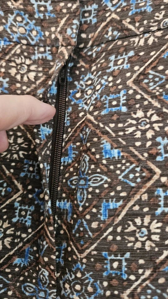 Talbots Womens Size Petites 14 Dress Pants 70% Silk 30% Linen Brown/Blue Lined - Image 4 of 4