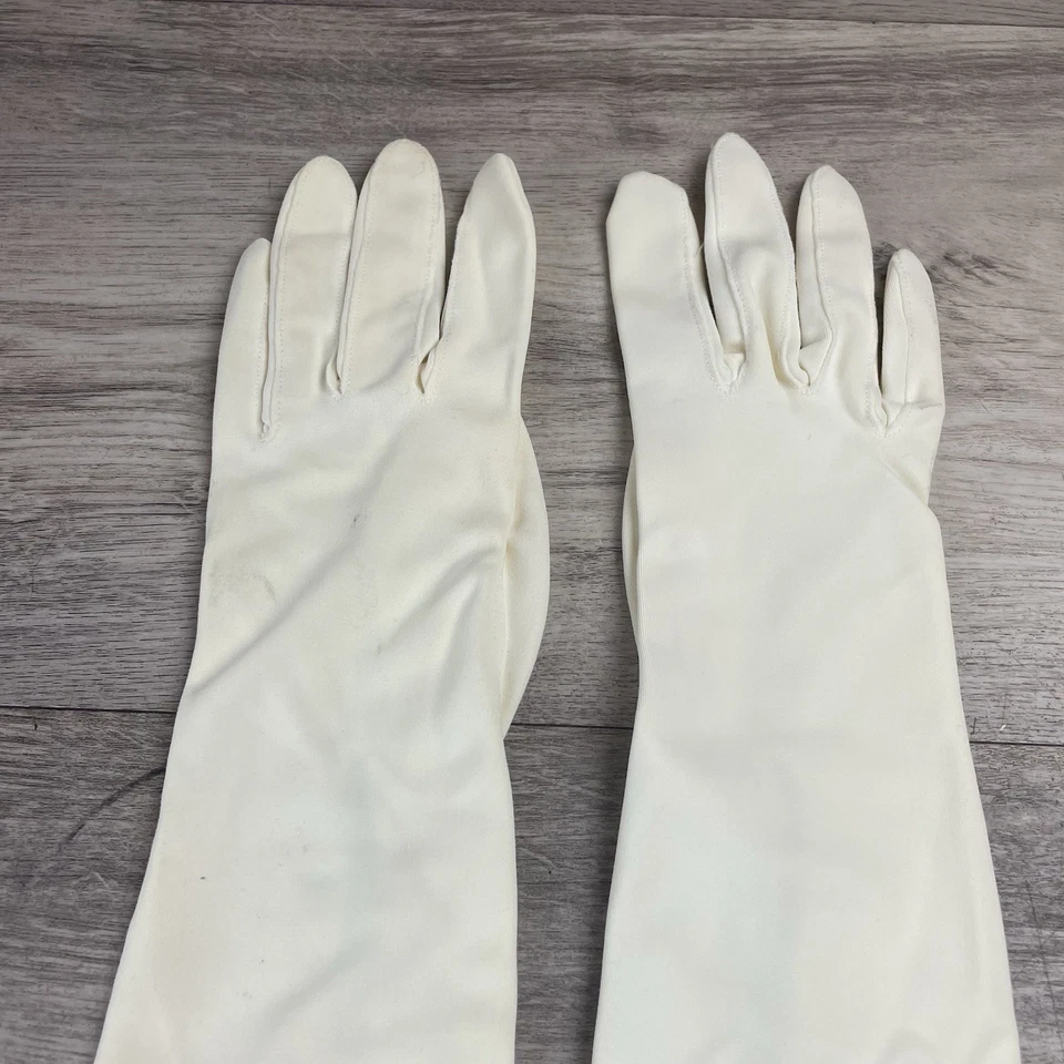 Guantes de Noche Largos Marfil De Colección Usar-Derechos Formales Ópera Boda Baile de graduación Foto 3 de 4