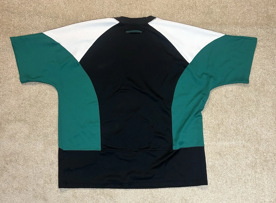Vintage Adidas Originals Trefoil T Shirt Mens Large Black Green Colorblock 90s  - Image 3 of 4