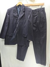 Belvest Italy Pinstripe Super 100s Wool Navy 3-Button Suit. Size- US 42