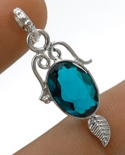 Leaf 2CT Natural Apatite 925 Solid Sterling Silver Pendant Jewelry @B21-9