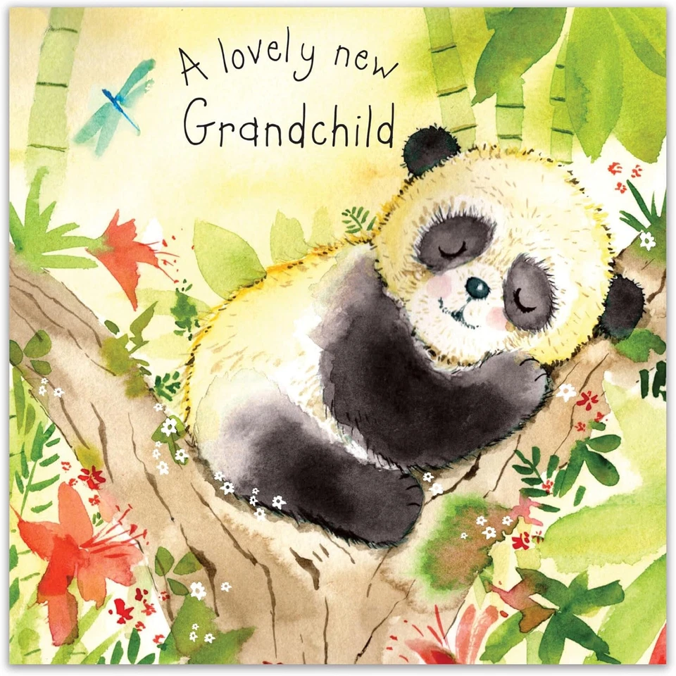 Nueva tarjeta de felicitación para nieto - Baby Panda - primera vez abuela, abuelo, abuelo Foto 2 de 4