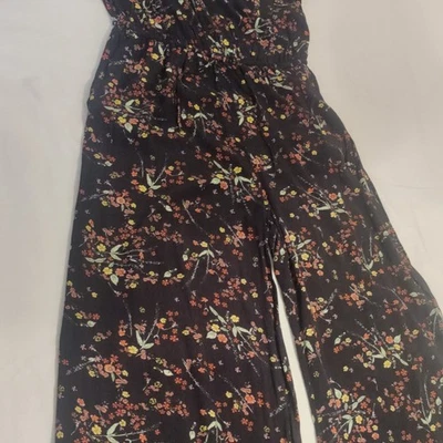 Damen Overall Gr. M schwarz geblümt V-Ausschnitt Jersey weites Bein.Mit Taschen - Bild 1 von 3