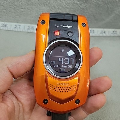 Casio Gz'One Boulder C711 Orange Verizon Flip Phone *READ* Very Rare Tested