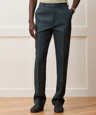 Todd Snyder Straight Fit 100% Linen Tab Trousers in Poseidon Men 34x32 NWT