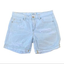 Forever 21 Premium Denim Light Wash Distressed Cuffed Cotton Jean Shorts Size 28