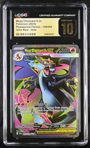 CGC 10 PRISTINE Mega Charizard X ex Phantasmal Flames 109/094 Holo Pokemon Card