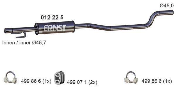 MittelschalldäMpfer Ernst 012225 FüR Opel X01 Corsa F08 F68 Twinport-image