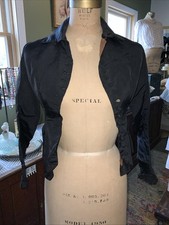 Antique Victorian Mourning Black Silk Waist Shirt Sz S Bust 32"