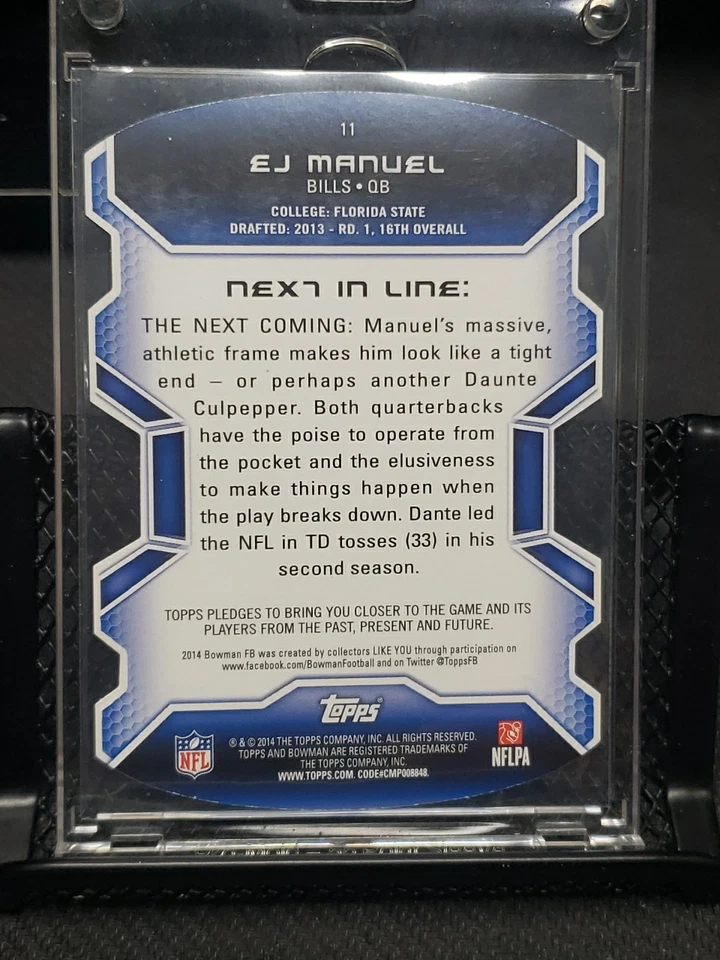 2014 Silver Bowman Die Cut #11 EJ Manuel - FB - Image 2 of 2