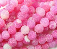 Pink Dream Fire Dragon Veins Agate Round Gems Loose Beads Strand 15" 6/8/10mm