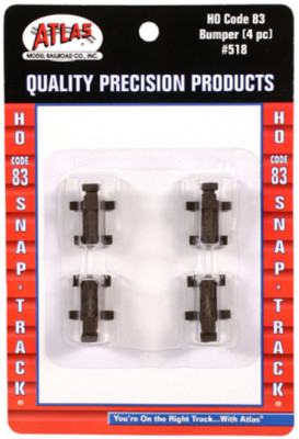 Atlas #518 Bumpers (4-pack)  HO Scale - Made for Code 83 Rails