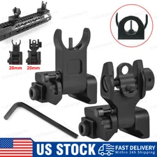 Tactical Fold Back Up Iron Sight Flip Up  Front and Rear Sights Mount Rail Black