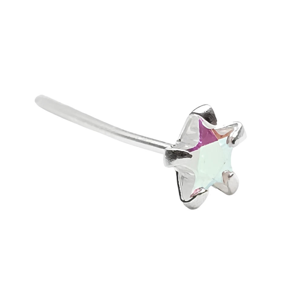 Star Nose Stud CZ AB 3,5 mm 22 g (0,6 mm) argento sterling 925 10 mm L perno ... - Immagine 3 di 4