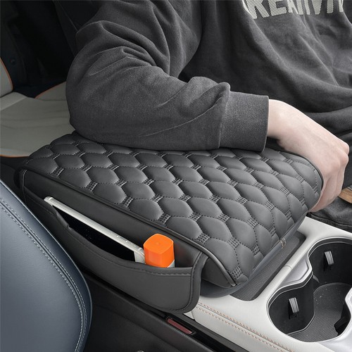 PU Leather Universal Car Armrest Cover Center Console Box Arm Rest Pad Protector - Foto 15 di 15