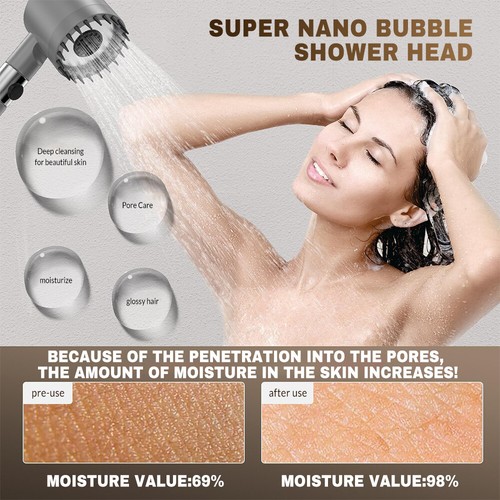 Soffione Doccia Alta Pressione 4 Modalità Con Filtrazione Acqua Massaggio Doccia a Pioggia - Foto 8 di 12