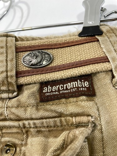 Abercrombie & Fitch Boys Youth Size M Belted Cargo Shorts Heavy Weight Tan - Picture 3 of 6
