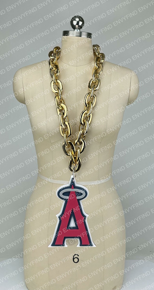 New MLB LOS ANGELES ANGELS GOLD Jumbo Big Fan Chain Necklace Foam