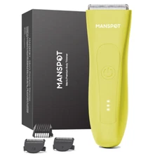 MANSPOT Pubic Hair Trimmer for Men (Metallic Lemon), Replaceable Ceramic Blade H