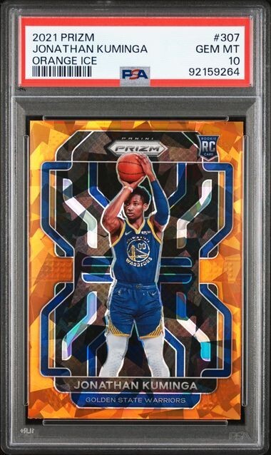 2021-22 Panini Prizm #307 Jonathan Kuminga Orange Ice RC PSA 10 GEM MT Rookie