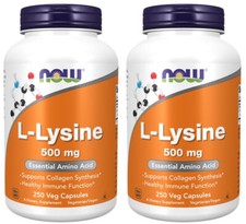 Now Foods L-Lysine 500 mg - 250 Caps 2 Pack  500 Caps  08/2029