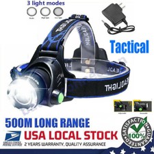 Rechargeable Head light LED Tactical Headlamp Zoomable 2x USB Charger