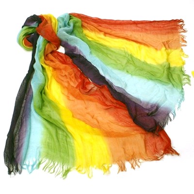 Rainbow Striped Scarf and Rainbow Lanyard Keychain ID Badge Holder Goth Punk-v2