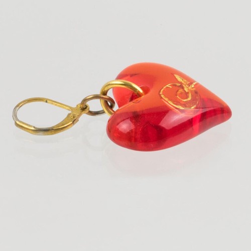 Boucles d'oreilles percées vintage Christian Lacroix orange fluo résine coeur - Photo 5/5