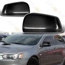 FIT 08-17 MITSUBISHI LANCER EVO X REAL CARBON FIBER SIDE VIEW MIRROR COVER CAP