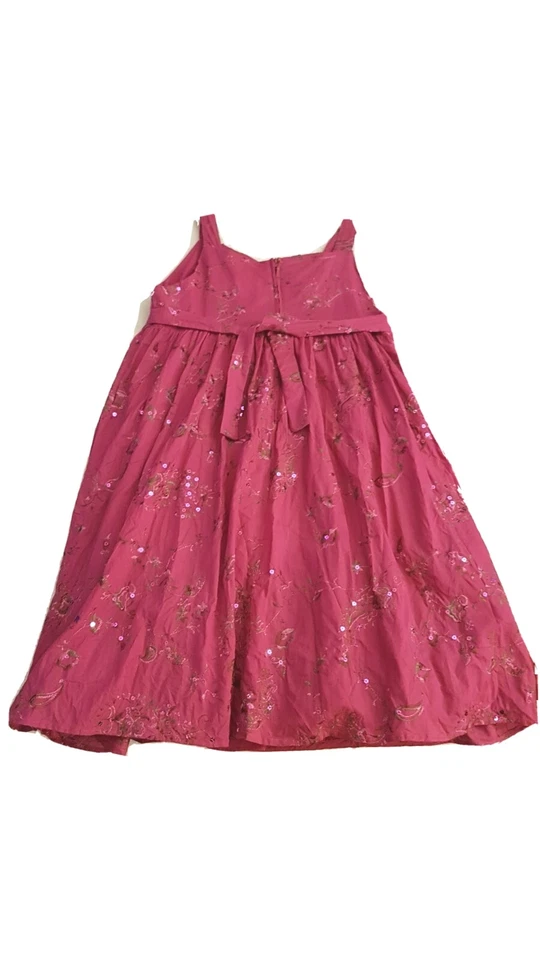 Vestido Bonnie Jean Niñas Talla 14 Rosa Fucsia Lentejuelas Bordado Fiesta Sin Mangas Foto 4 de 4