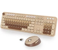 Wireless Keyboard and Mouse Combo Retro Typewriter Full-Size Keyboard with Nu...