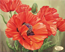 Full Bead Embroidery Kit Poppies Flowers Bead needlepoint Tela Artis