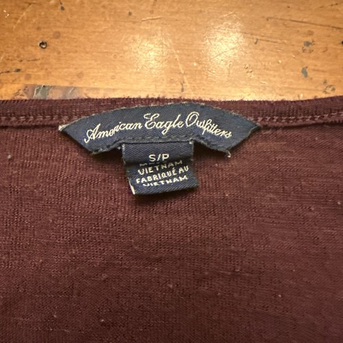 American Eagle Outfitters Size S Women's Burgundy Long Sleeve Peasant Style Top - Picture 5 of 11