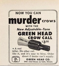 1955 Print Ad Green Head Crow Calls for Hunting Made in La Salle,Illinois