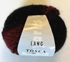 Lang Yarns Tosca 1 Ball Wool Acrylic Striping Bulky Red Black 1.76 oz 100 yds