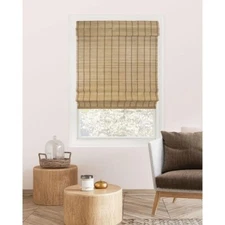 Chicology Cordless Light Filter Natural Woven Bamboo Roman Shade - Brown Deer