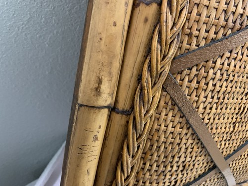 Memo Bulletin Board French Vintage Natural Bamboo Wicker Leather Straps Photos - Picture 13 of 20